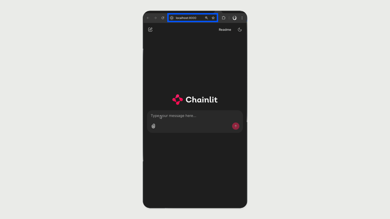 Chainlit app UI