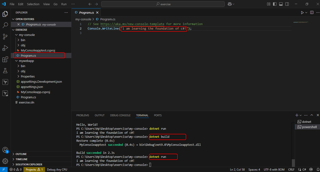 I am learning the foundation of c#