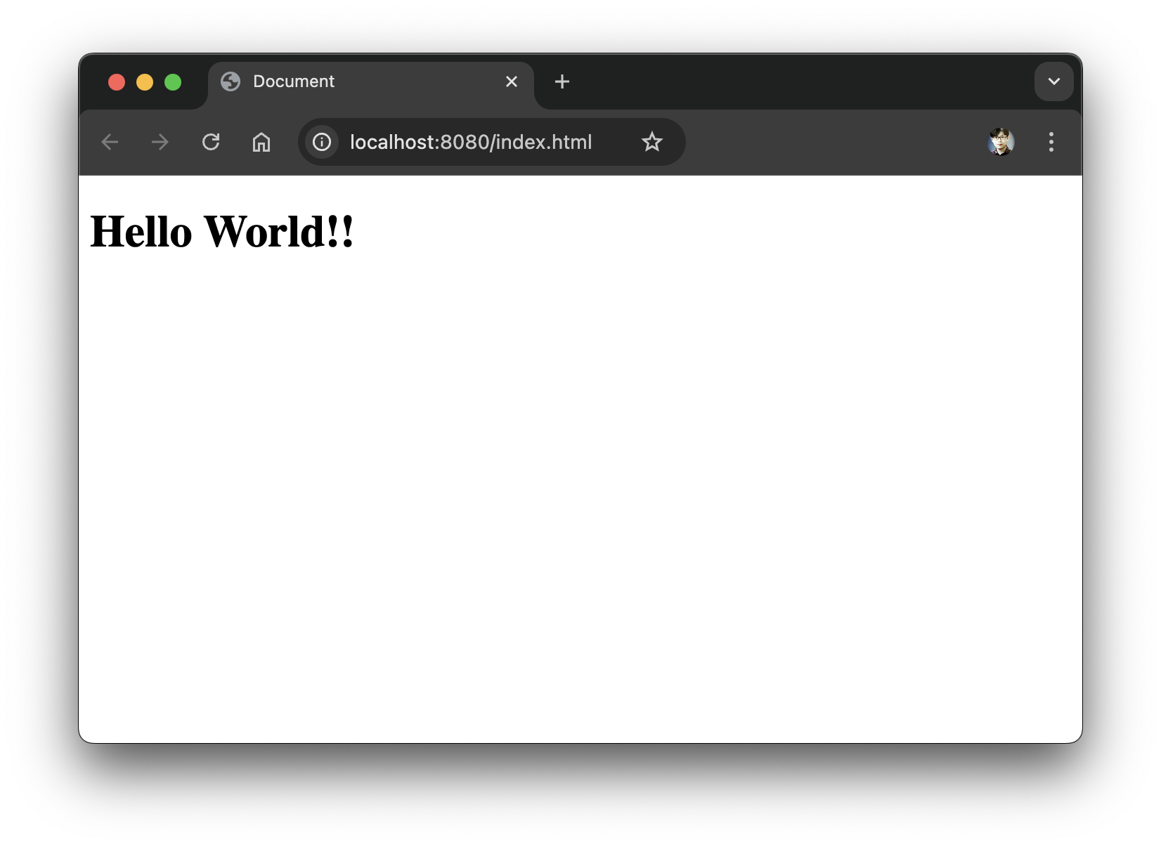 Screenshot of a static HTML page served from Spring Boot’s /static directory showing a simple “Hello from static page” message.