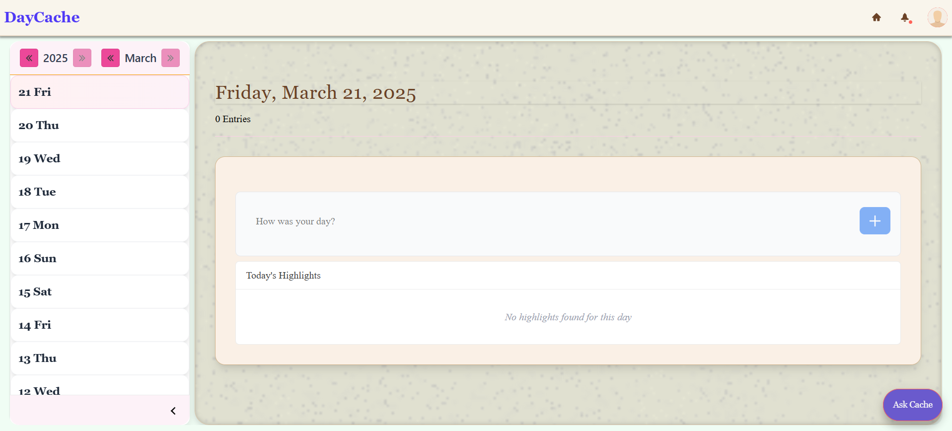 DayCache Homepage