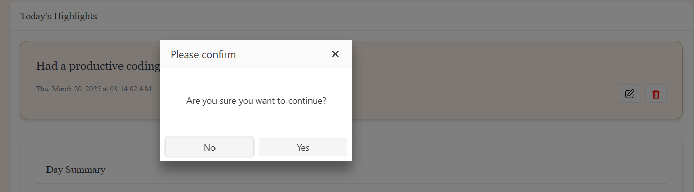 Confirmation Dialog