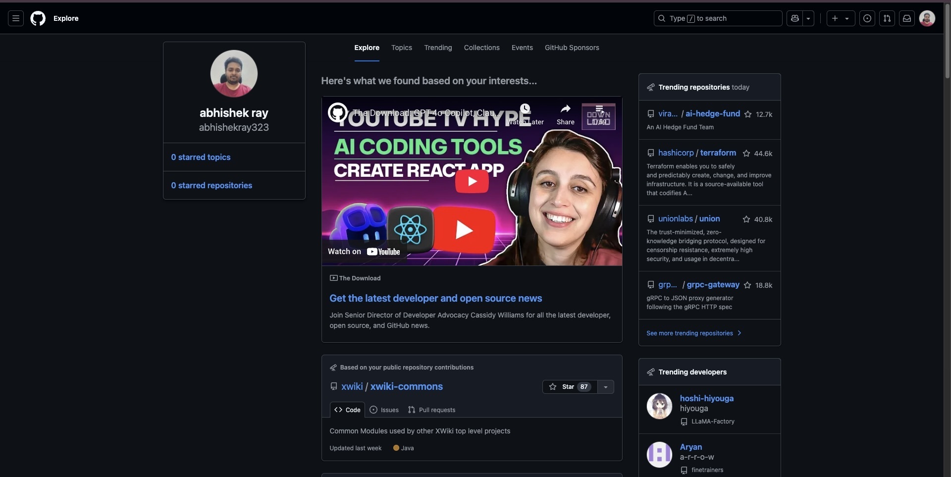 explore tab
