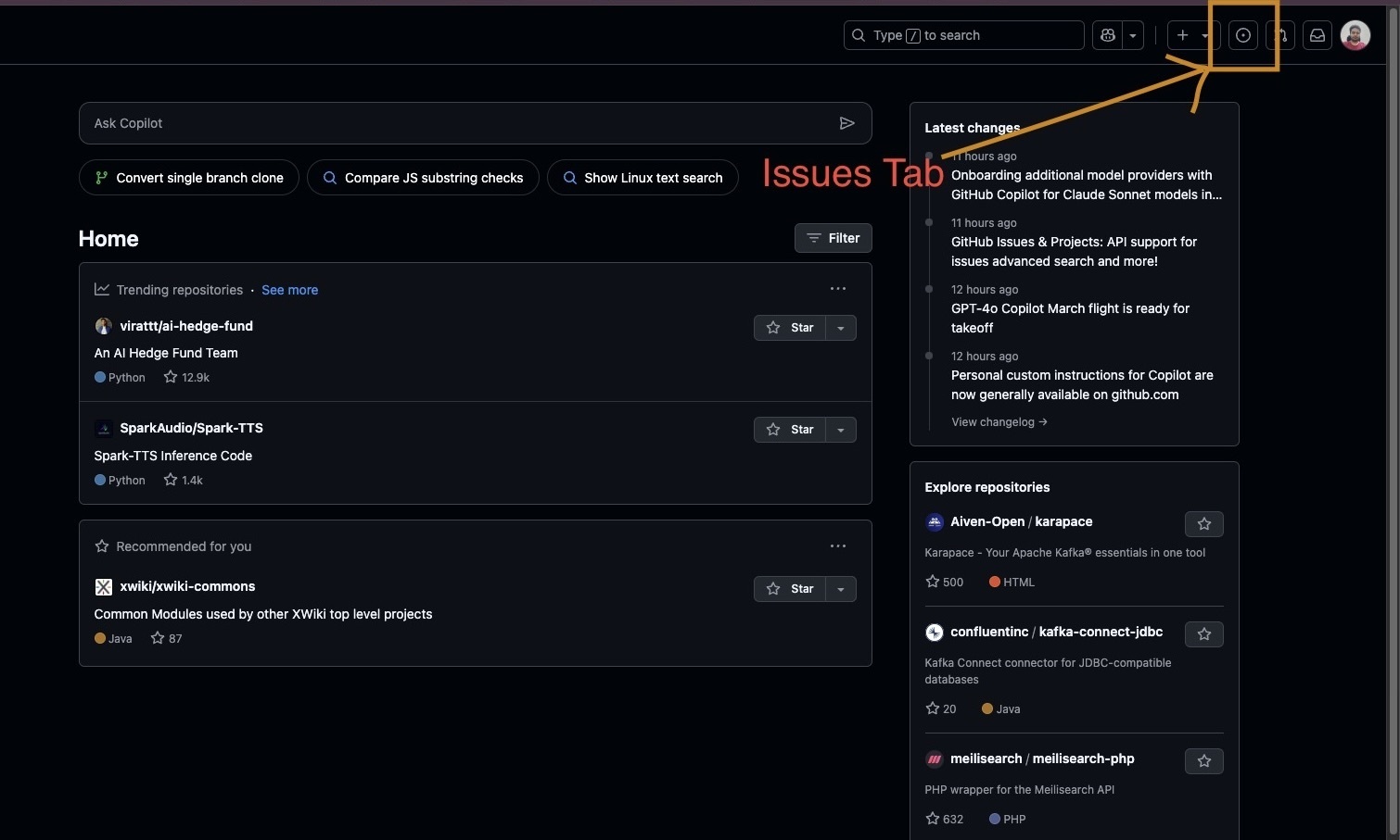 All issues tab