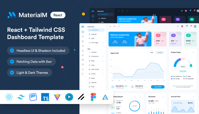 MaterialM Tailwind React Admin Template