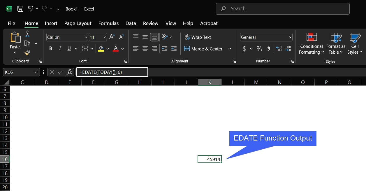 EDATE Function Output