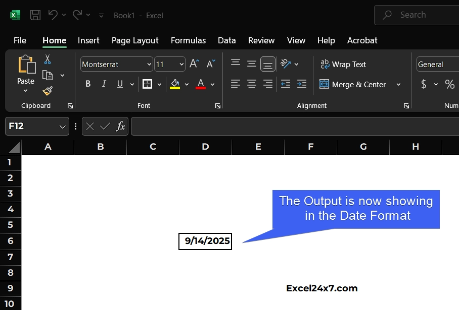 EDATE Function Output in the Date Format