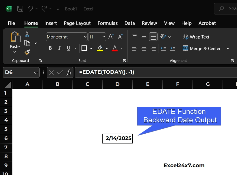 EDATE Function backward Date Output