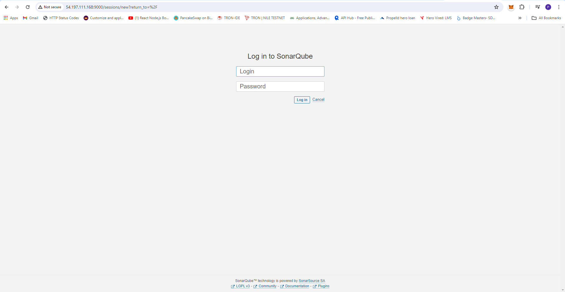 'SonarQube Login'