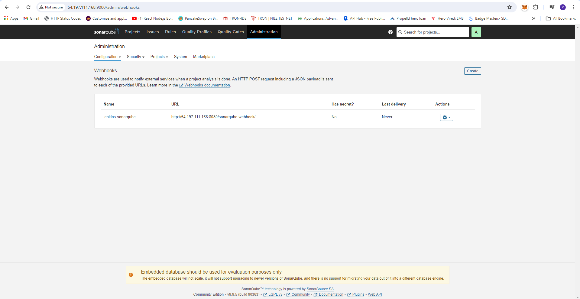 'Create Webhook'