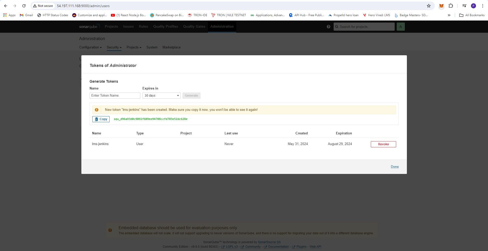 'Generate Token'
