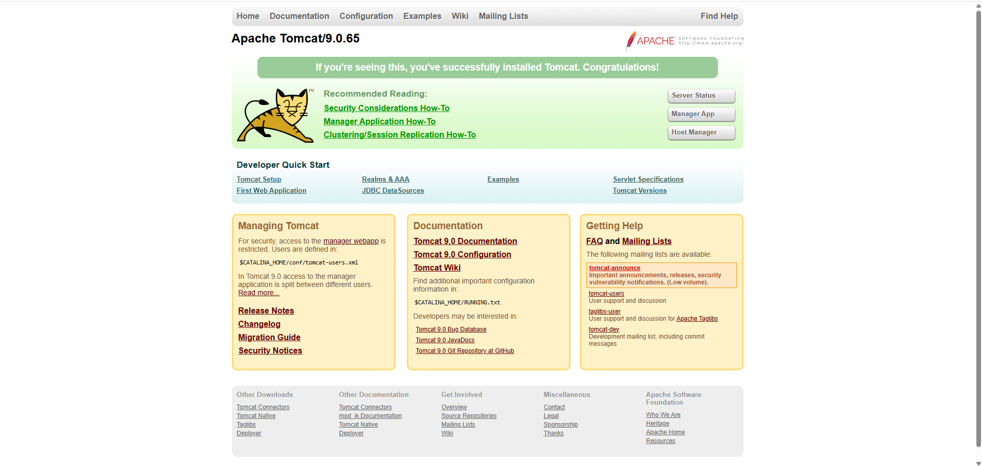 'Java Tomcat Server Running'