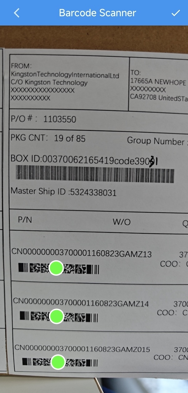 select desired barcode results from multiple options