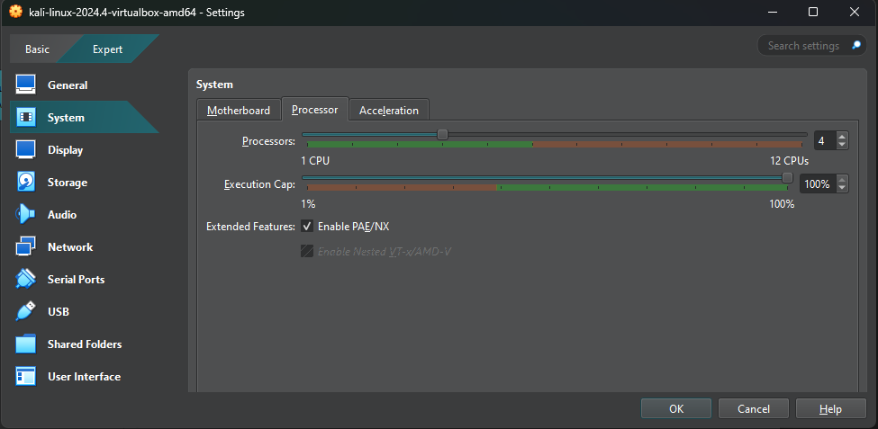 processor settings