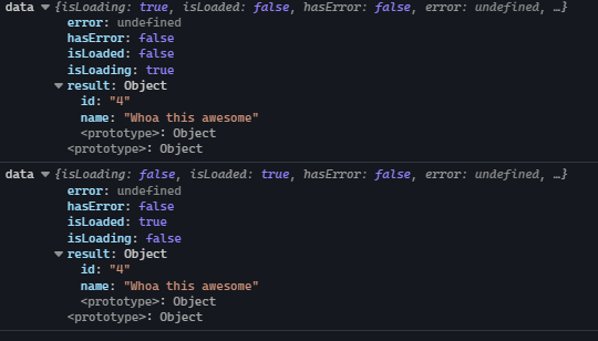 Les logs de réponses du statedStream RxJs