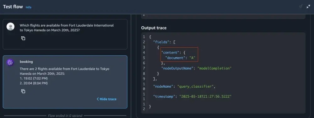 Validating user query to condition node is functional