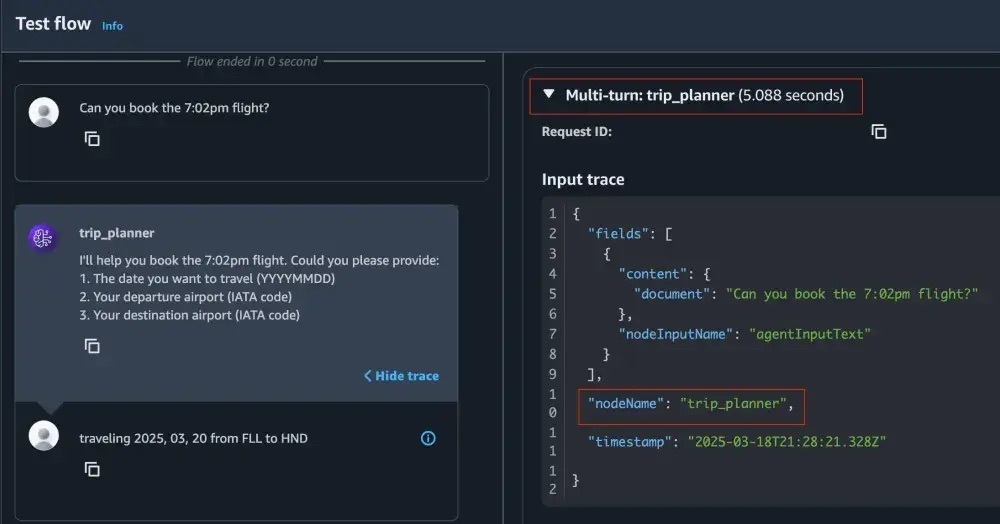 Validating multi-turn feature is routing query to correct node