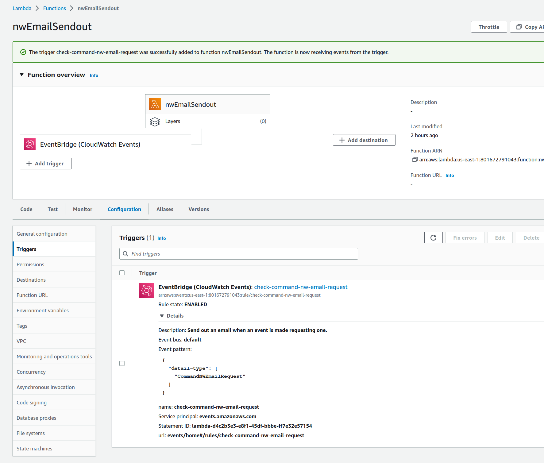 Lambda triggered from eventbridge
