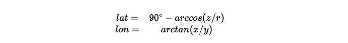 Equations to convert from lat/lon to spherical coordinate system