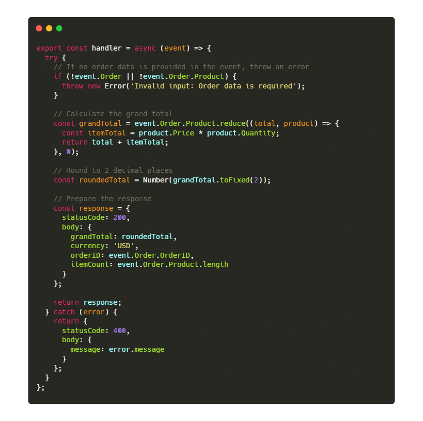 Lambda function para grandtotal