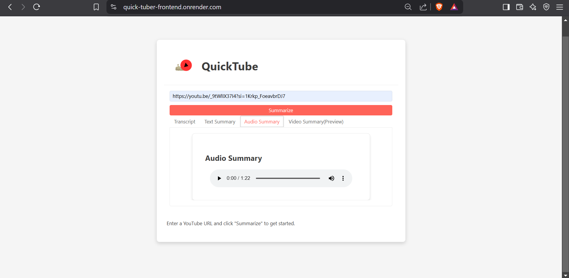 Audio Summary tab