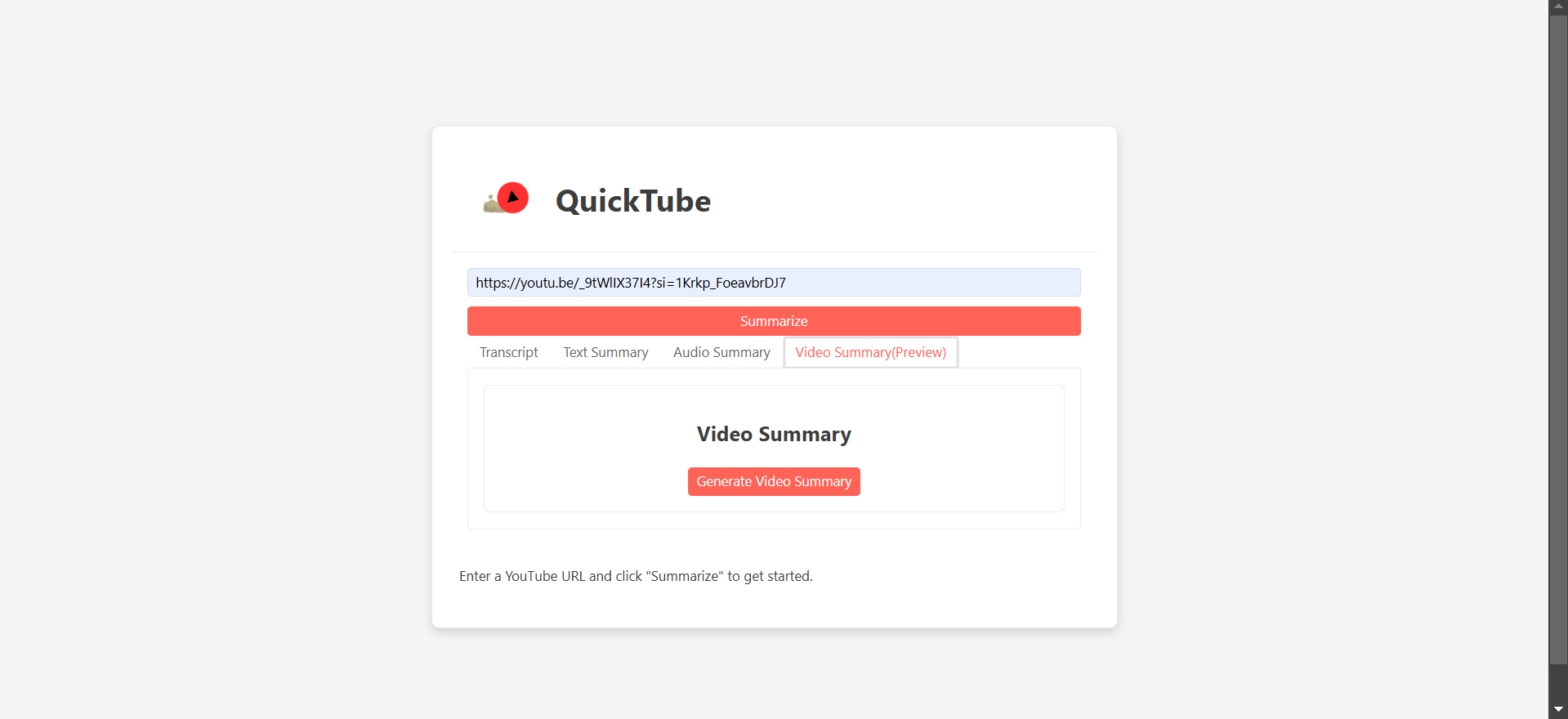 Video summary tab