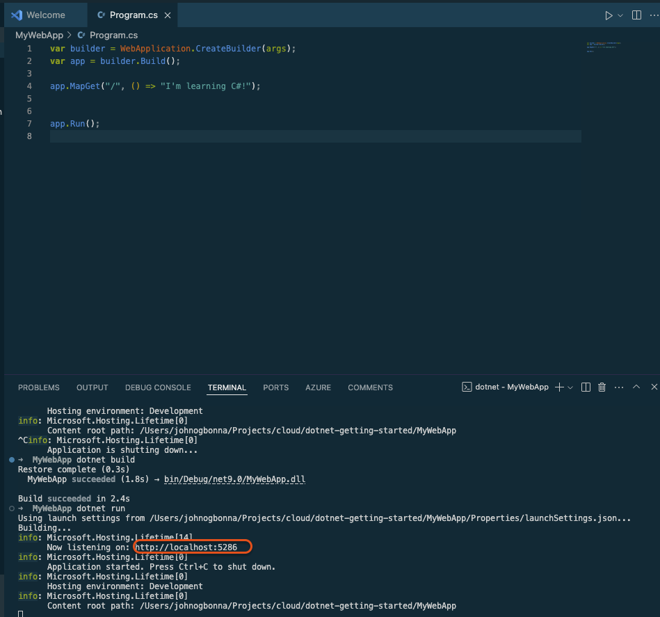 Open the new localhost