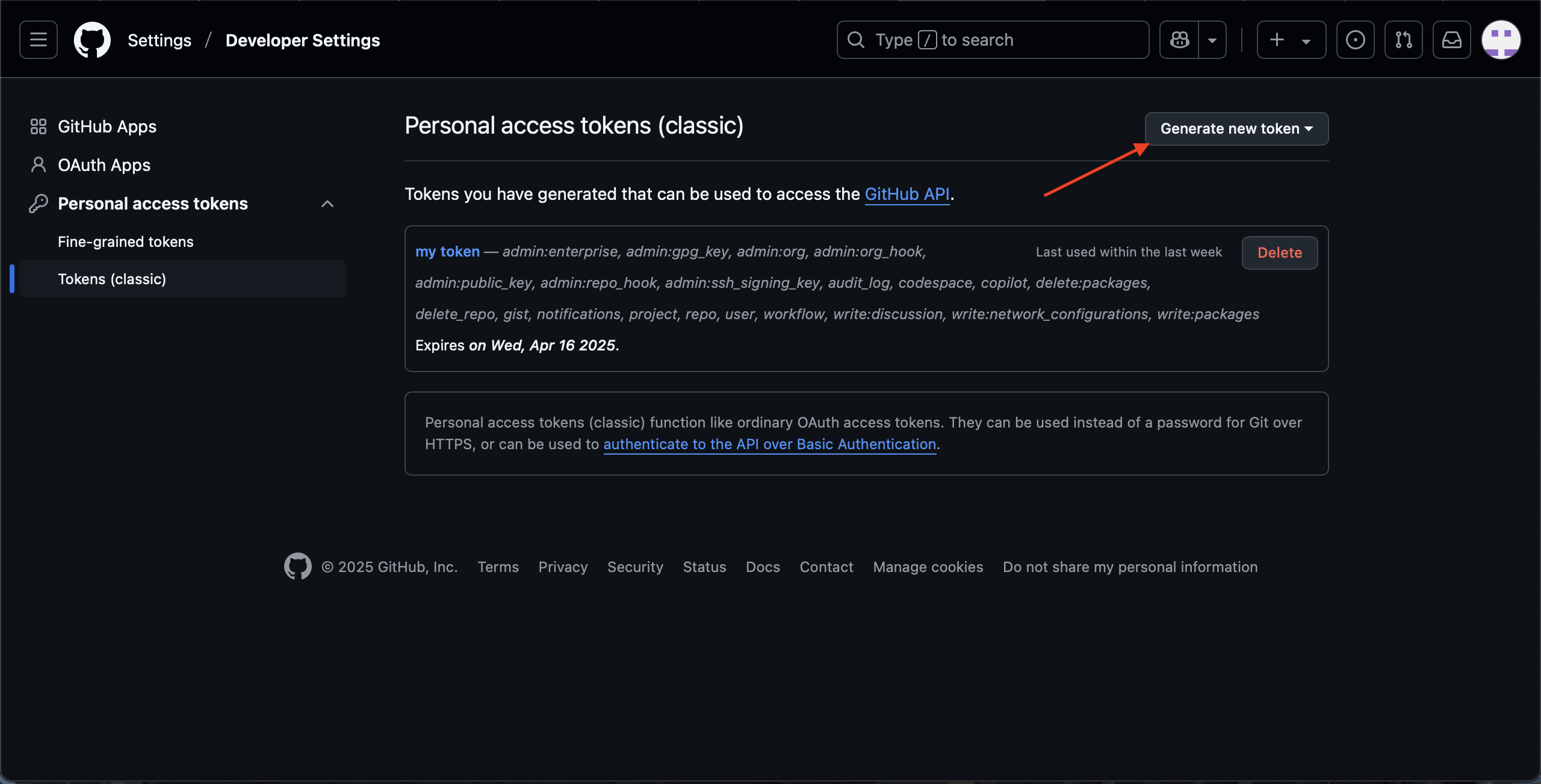 Generate New Token