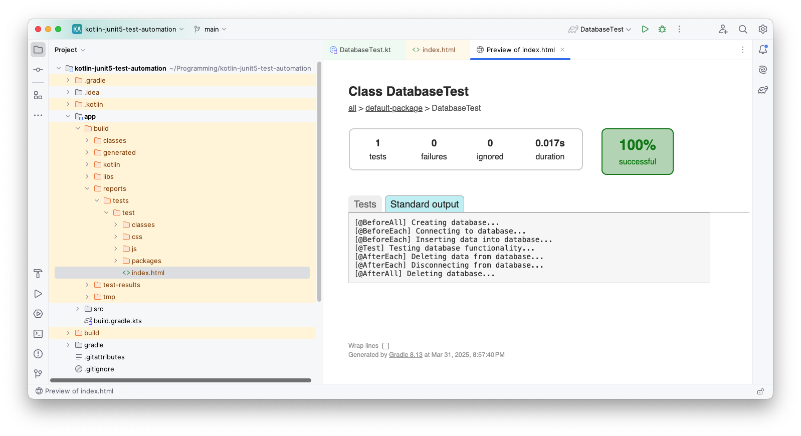 Gradle Report no IntelliJ