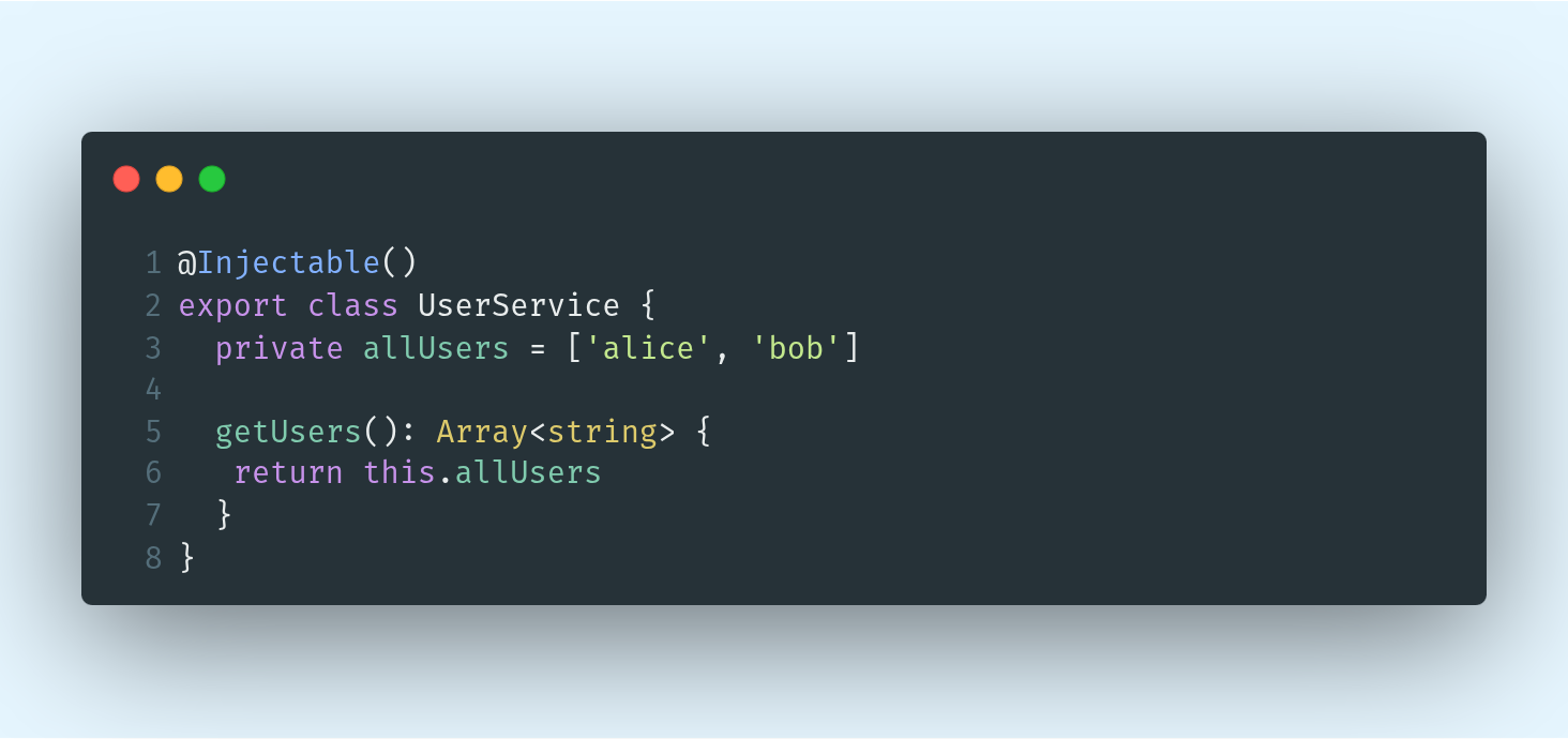 Definicion de un servicio en NestJS