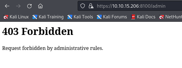 Admin resource forbidden