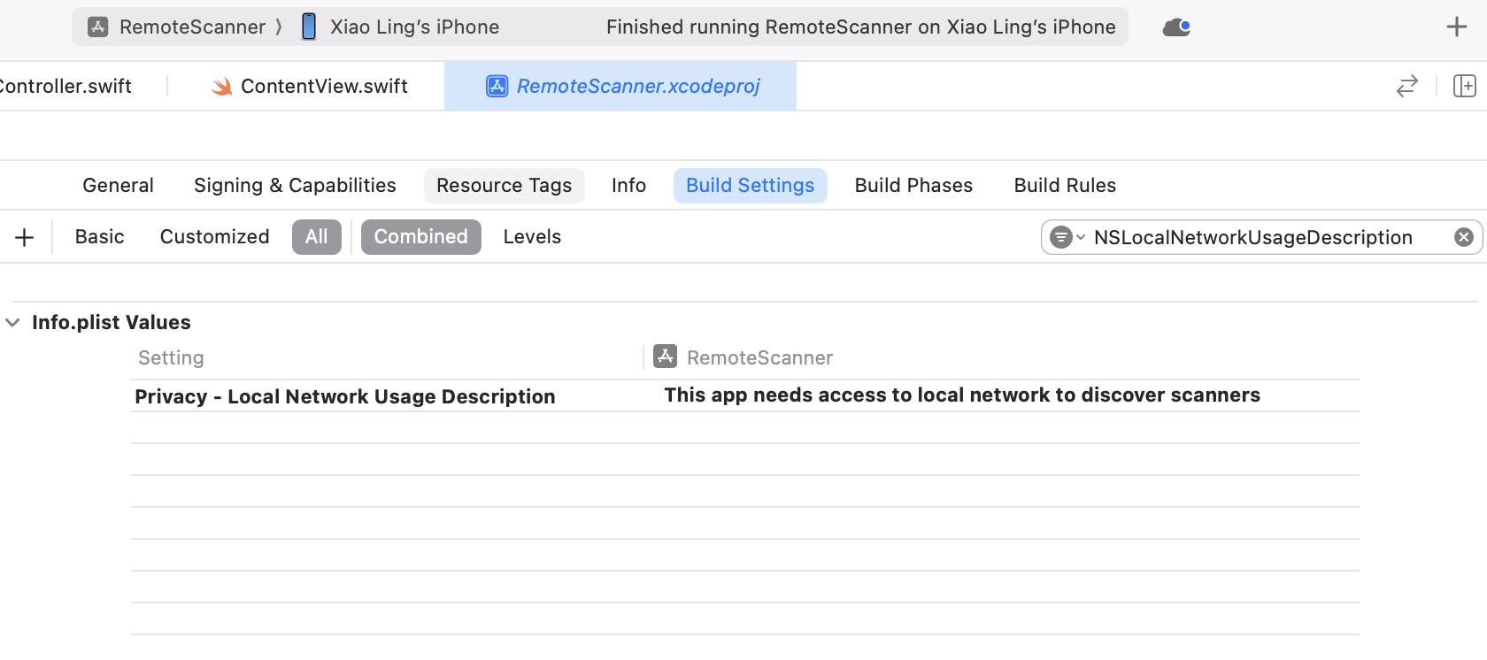 local network usage description