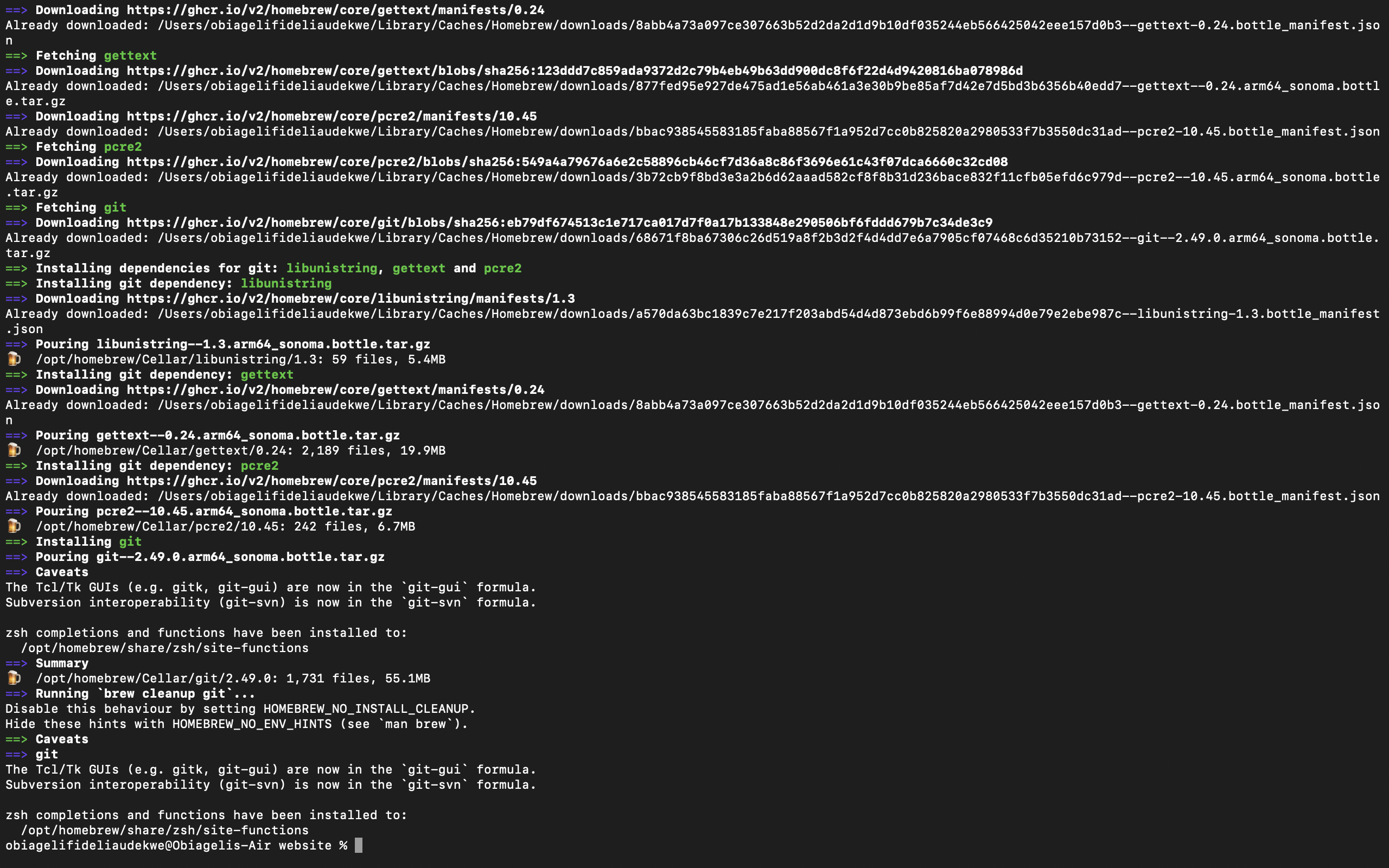 Installing brew