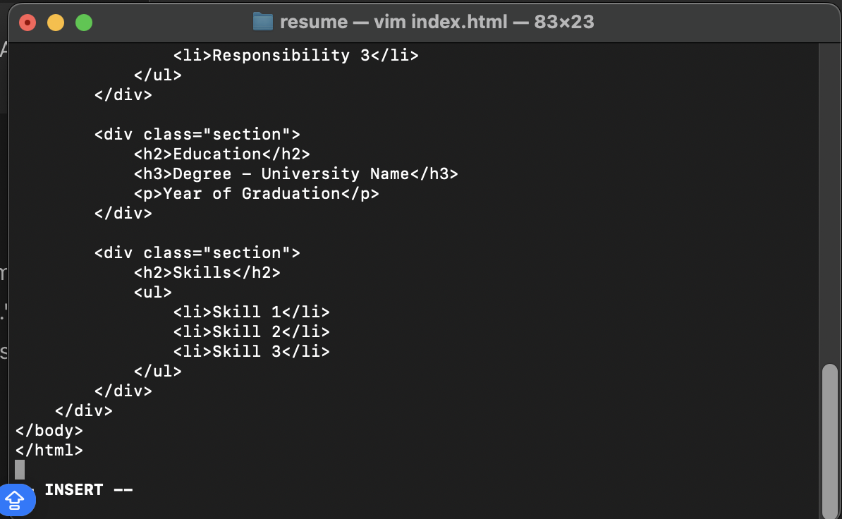 Pasted html in the terminal