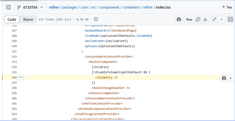 Telemetry in Refine source code.