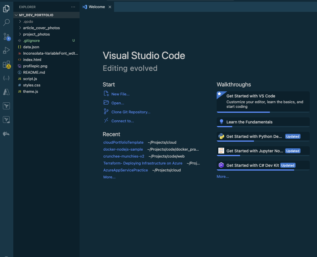 Open the folder in VS code
