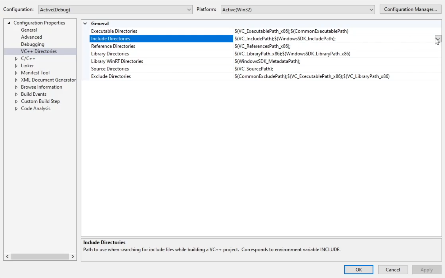 VS Include Directories