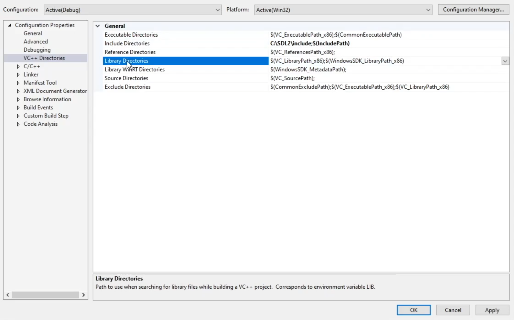 VS Library Directories