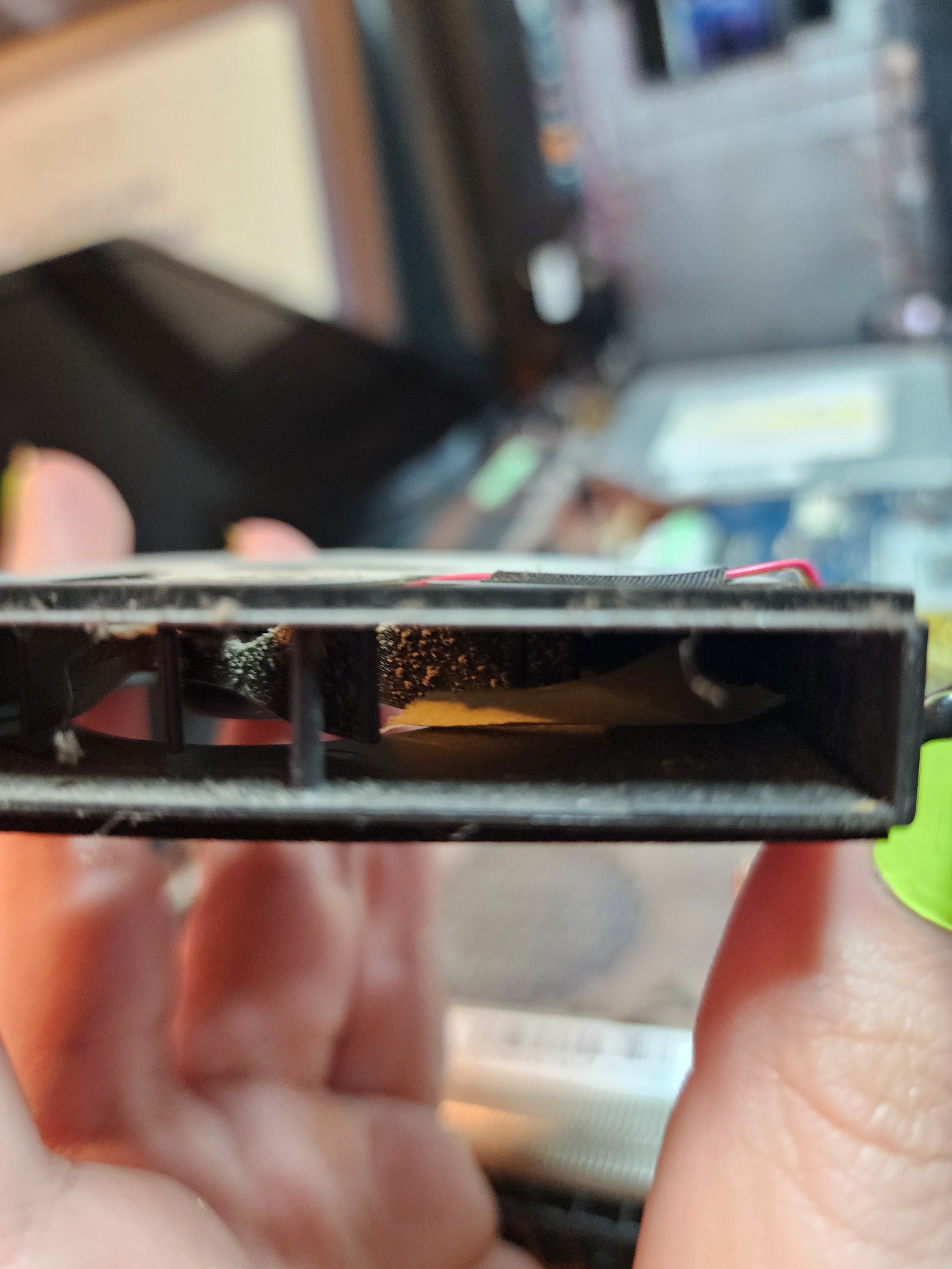 piece of tape inside fan