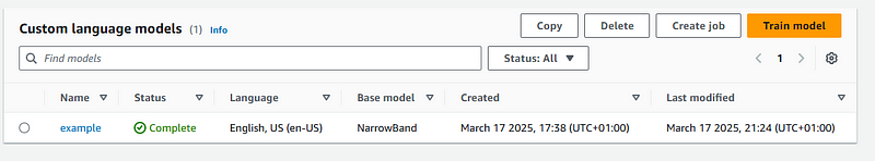 Custom Language Model training completed