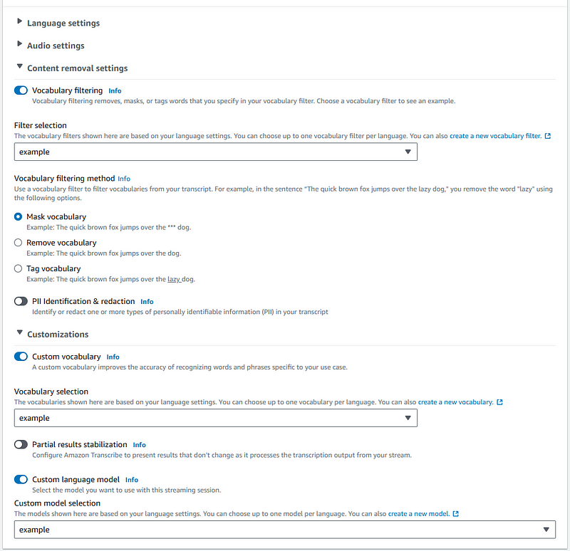 Real-time streaming options