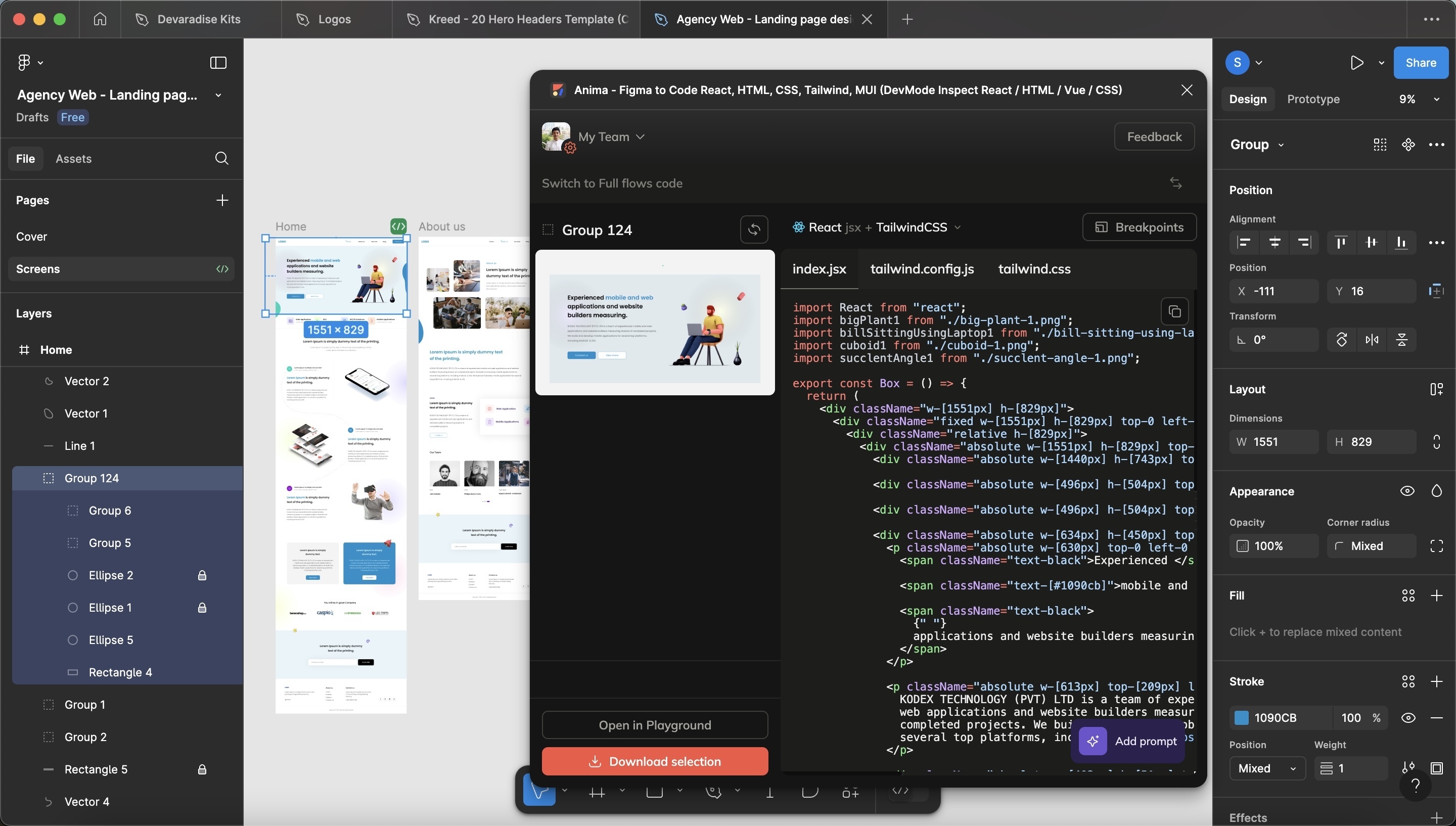 Anima Figma plugin window
