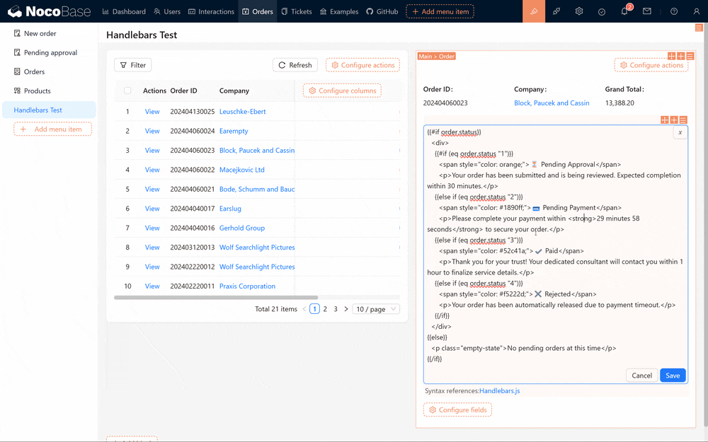 Dynamic Order Status Effect