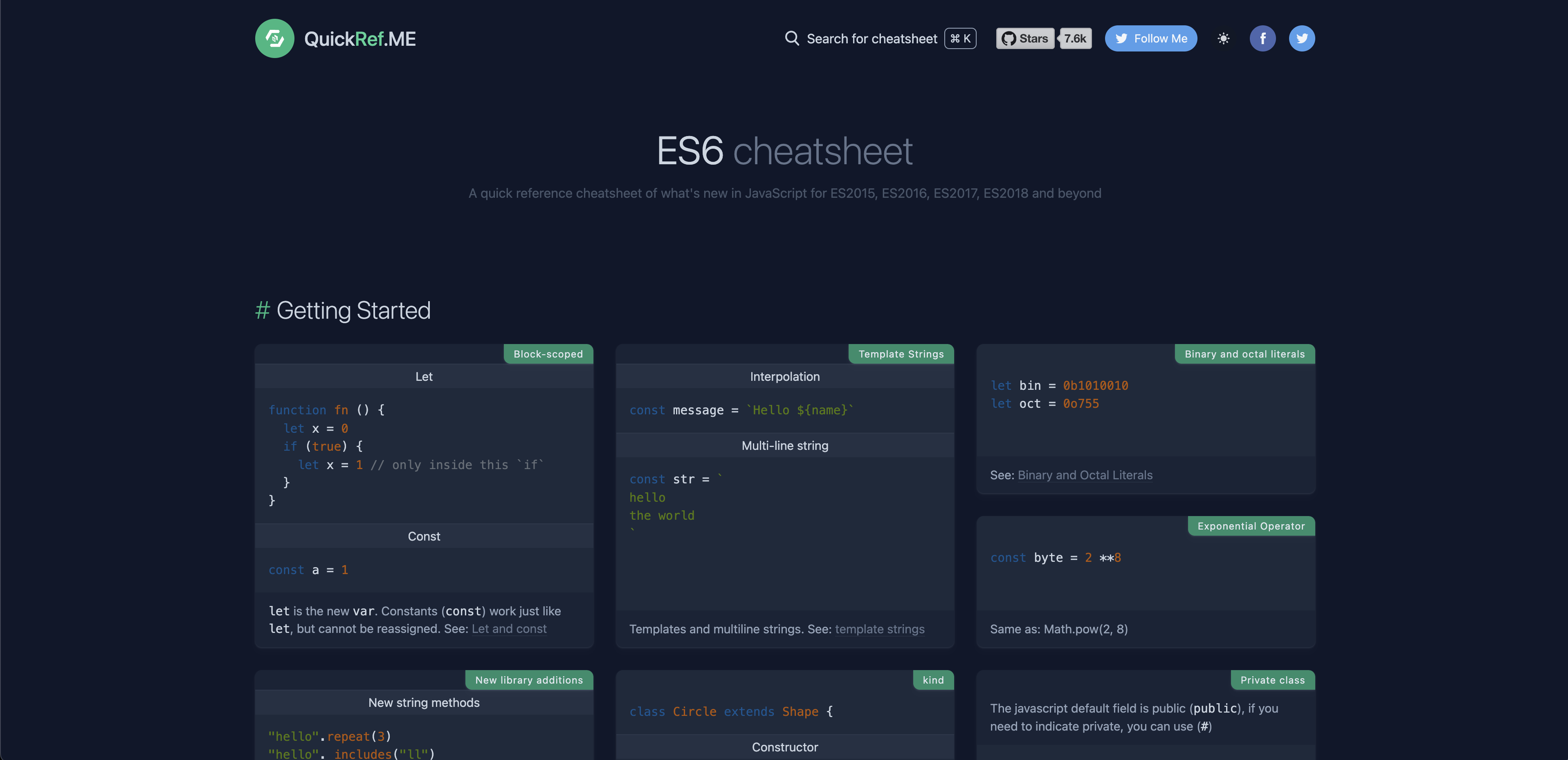 ES6 cheat sheet