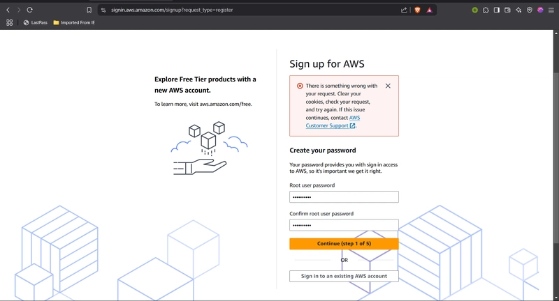 Error when i signup to aws account