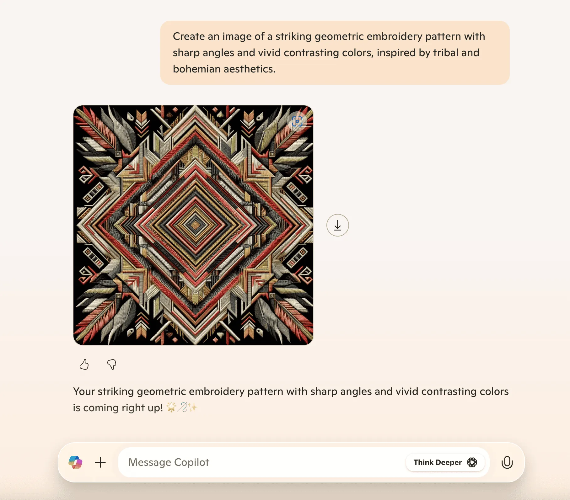 Embroidery image generated by Microsoft Copilot