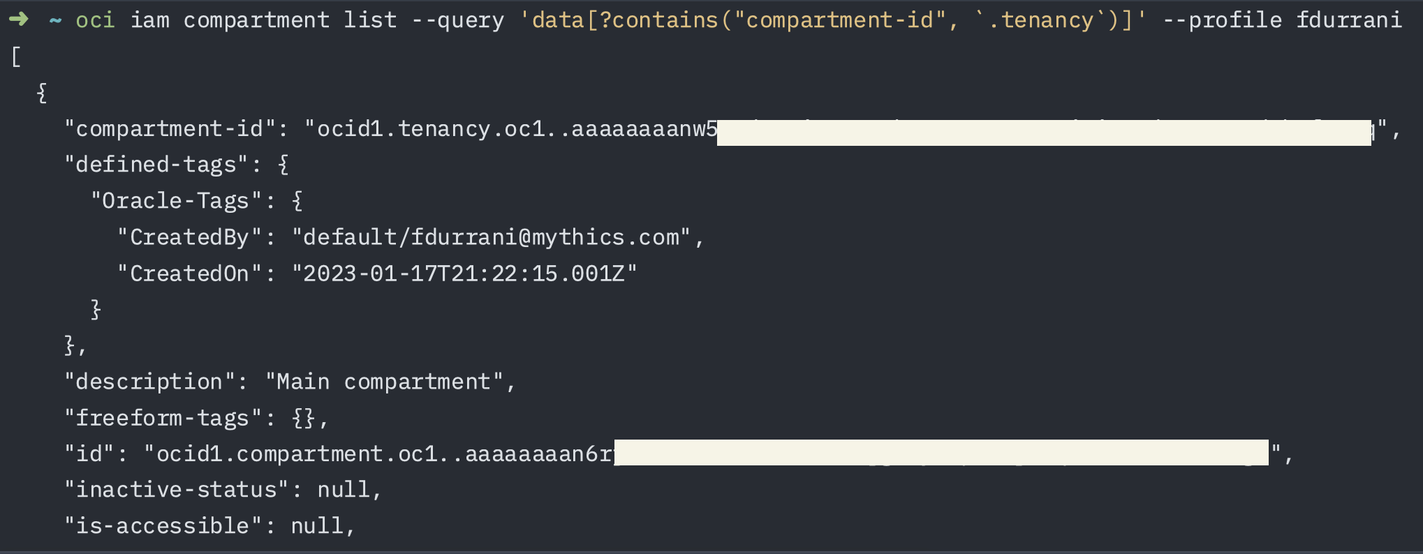 Getting all .tenancy compartments