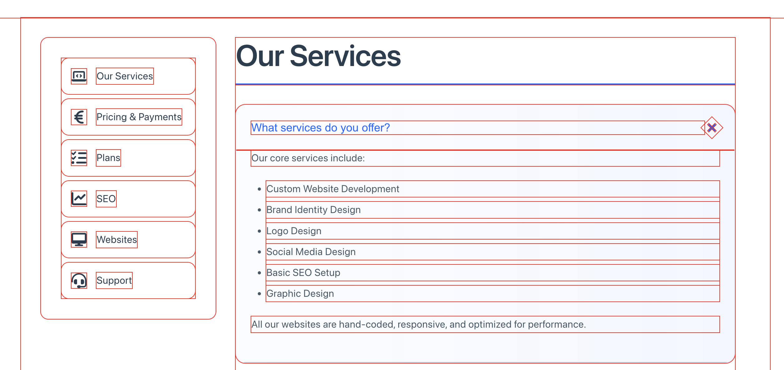 debug website with css