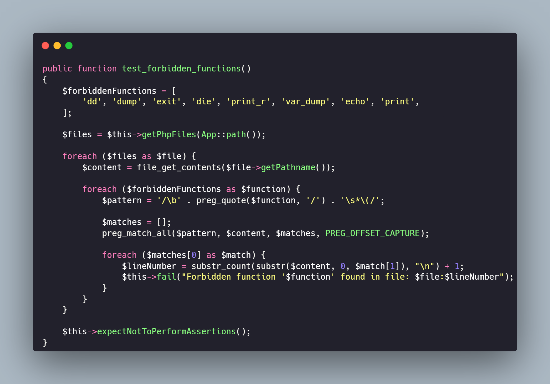 forbidden function test