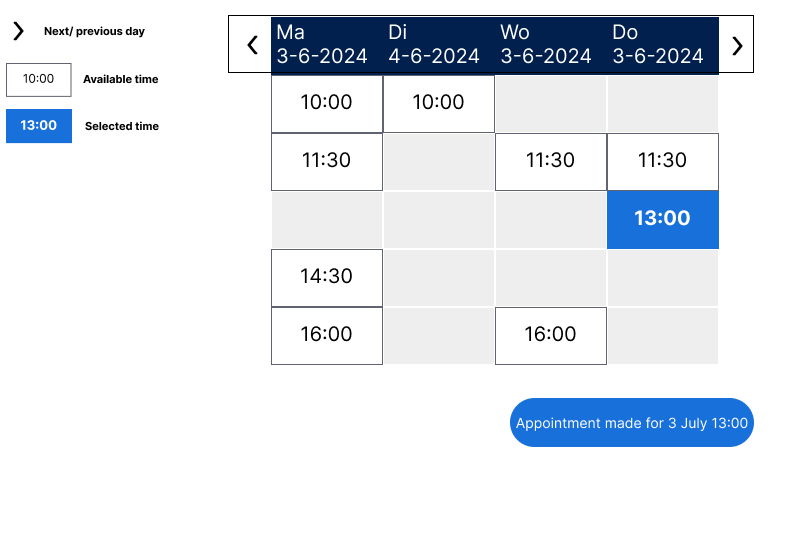Appointment picker weekly