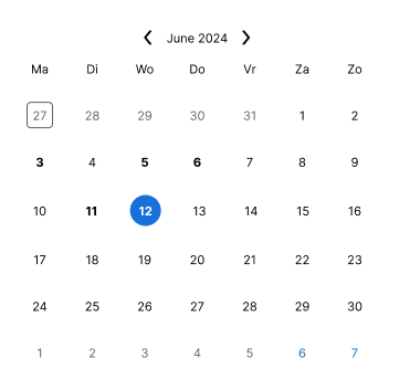 Monthly calander date picker